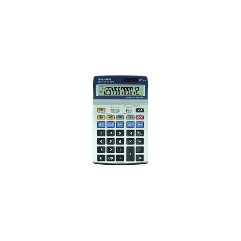 Sharp Kalkulator EL-337C, srebrna, biurkowy, 12 miejsc