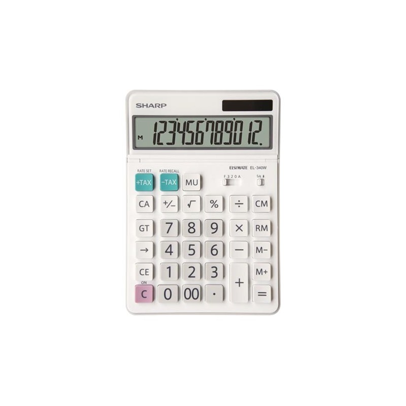 Sharp Kalkulator EL-340W, biała, biurkowy, 12 miejsc