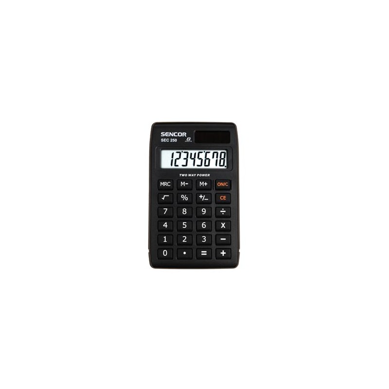 Sencor Kalkulator SEC 250, czarna, biurkowy, 8 miejsc, duży wyświetlacz