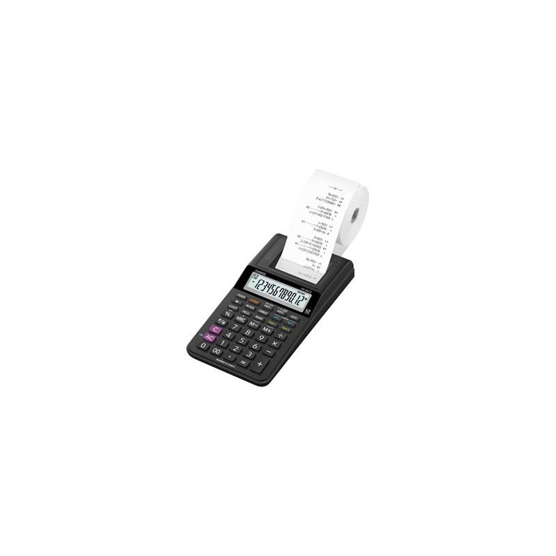 Casio Kalkulator HR 8 RCE BK, czarna, biurkowy, 12 miejsc, 1 kolorowy wydruk