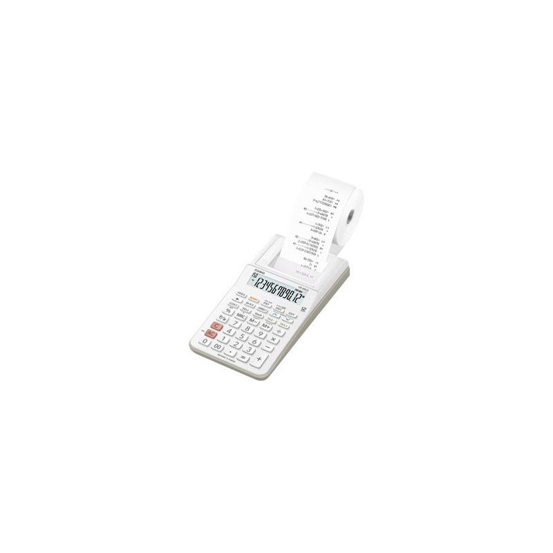 Casio Kalkulator HR 8 RCE WE, biała, biurkowy, 12 miejsc, 1 kolorowy wydruk