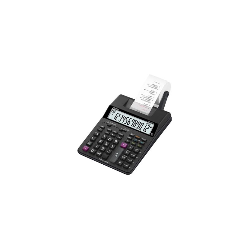 Casio Kalkulator HR 150 RCE, czarna, 12 miejsc, z drukarką, podwójne zasilanie, dwukolorowy druk