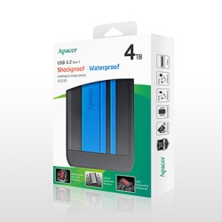 Apacer zewnętrzny dysk twardy, AC633, 2.5", USB 3.0 (3.2 Gen 1), 4TB, AP4TBAC633U-1, niebieski, wstrząsoodporny, odporny na k