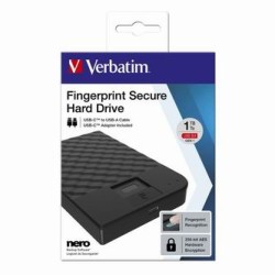 Verbatim zewnętrzny dysk twardy, Fingerprint Secure HDD, 2.5", USB 3.0 (3.2 Gen 1), 1TB, 53650, czarny, szyfrowany z czytnikie