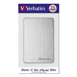 Verbatim zewnętrzny dysk twardy, Store,n,Go ALU Slim, 2.5", USB 3.0, 1TB, 53663, srebrny