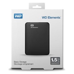 Western Digital zewnętrzny dysk twardy, Elements Portable, 2.5", USB 3.0, 1,5TB, 1500GB, WDBU6Y0015BBK, czarny