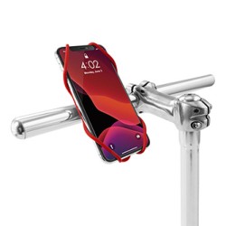 Uchwyt telefonu komórkowego Bone Bike Tie 3, na rower, regulowany rozmiar, czerwony, 4.7-7.2", silikon, mocowany do kierownicy
