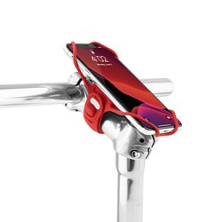 Uchwyt telefonu komórkowego Bone Bike Tie 3 Pro, na rower, regulowany rozmiar, czerwony, 5.8-7.2", silikon, nocowany na trzonk
