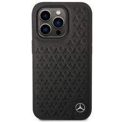 Mercedes nakładka do iPhone 14 Pro 6,1&quot MEHCP14L8REMPK czarna hard case Leather Stars Pattern
