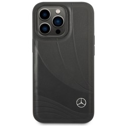 Mercedes nakładka do iPhone 14 Pro Max 6,7&quot MEHCP14X8ROLK czarna hard case Leather Wave Patern