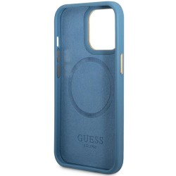 Guess nakładka do iPhone 14 Pro Max 6,7&quot GUHMP14XU4GPRB niebieska hard case 4G Logo Plate MagSafe
