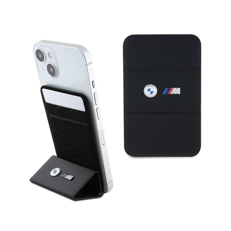 BMW torba na telefon BMWCSMMPGK czarna Wallet Magsafe PU Metal Logos