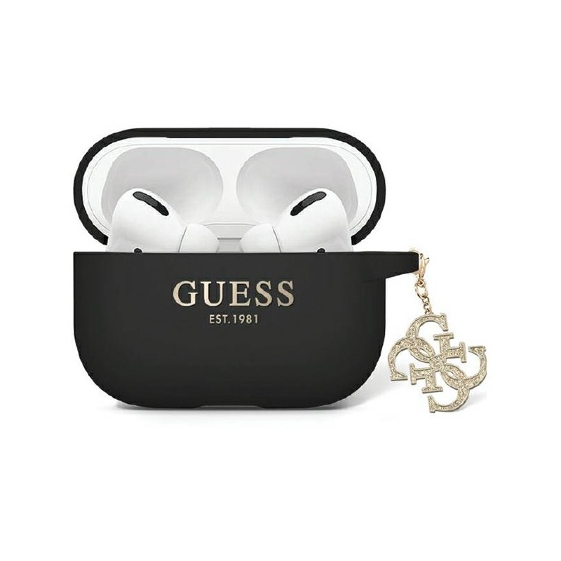 Guess etui do Airpods Pro 2 GUAP2LECG4K czarne Silicone 4G Strassed Charm