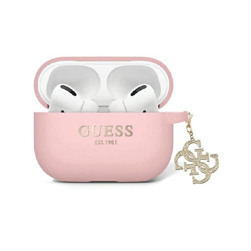 Guess etui do Airpods Pro 2 GUAP2LECG4P różowe Silicone 4G Strassed Charm
