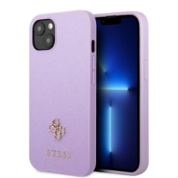 Guess nakładka do iPhone 13 Mini 5,4&quot GUHCP13SPS4MU purpurowa hardcase Saffiano 4G Small Metal Logo
