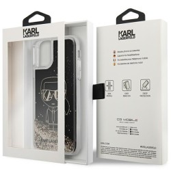 Karl Lagerfeld nakładka do iPhone 11 KLHCN61LGGKBK czarna hard case Liquid Glitter Iconic