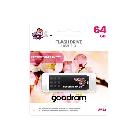 Goodram USB flash disk, USB 2.0, 64GB, UME2, UME2, czarny, UME2-0640K0R11-SP