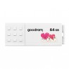 Goodram USB flash disk, USB 2.0, 64GB, UME2, Walentynki, biały, UME2-0640W0R11-V, USB A, z osłoną Walentynki