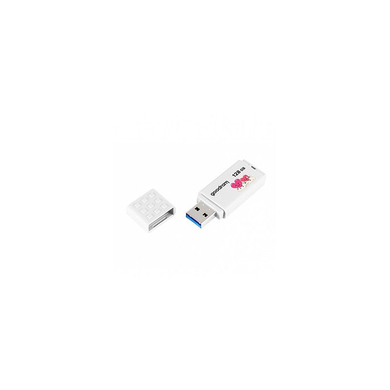 Goodram USB flash disk, USB 2.0, 128GB, UME2, Walentynki, biały, UME2-1280W0R11-V, USB A, z osłoną Walentynki