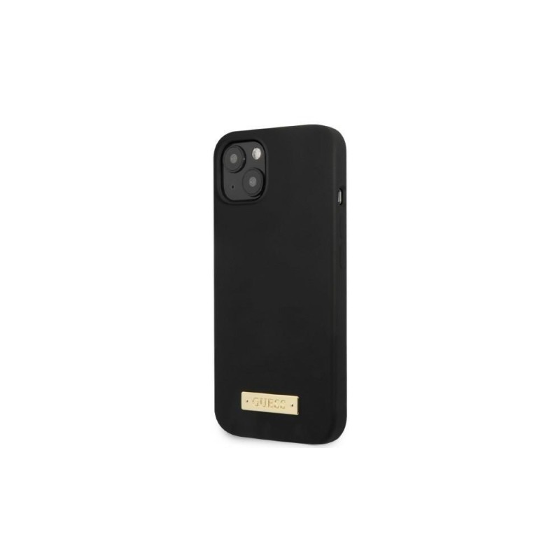 Guess nakładka do iPhone 13 6,1&quot GUHMP13MSPLK czarna hard case Silicone Logo Plate MagSafe