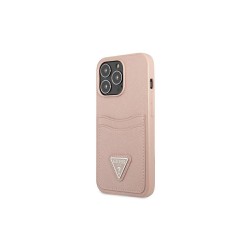 Guess nakładka dla IPhone 13 Pro 6,1&quot GUHCP13LPSATPP hard case różowa Saffiano Double Card Triangle