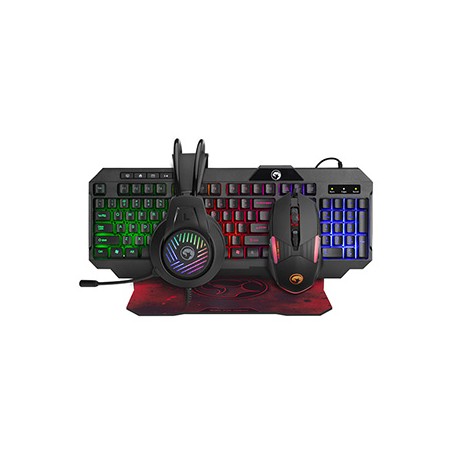Marvo CM430 CZ/SK zestaw klawiatura przewodowa (USB) CZ/SK, czarna mysz dla gracza, podkładka, klawiatura, do gry, membranowa ro