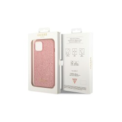 Guess nakładka do iPhone 14 6,1&quot GUHCP14SHGGSHP różowa PC/TPU Glitter Flakes Case Script Metal Logo