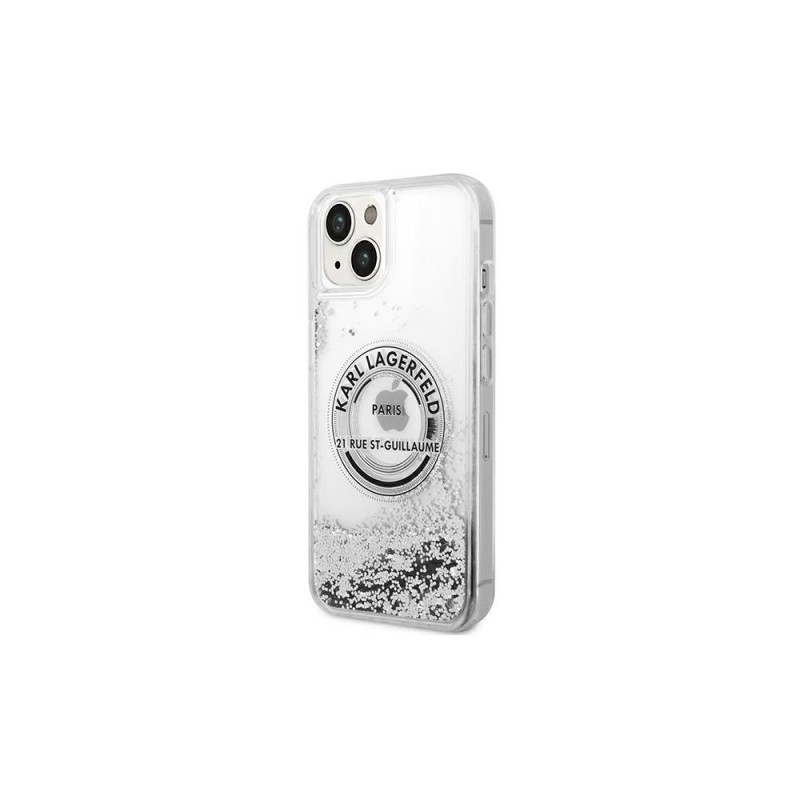 Karl Lagerfeld nakładka do iPhone 14 6,1&quot KLHCP14SLCRSGRS srebrna Liquid Glitter case Round RSG Logo