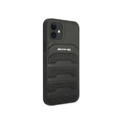 AMG nakładka do iPhone 12 / 12 Pro 6,1&quot AMHCP12MGSEBK czarna hardcase Leather Debossed Lines