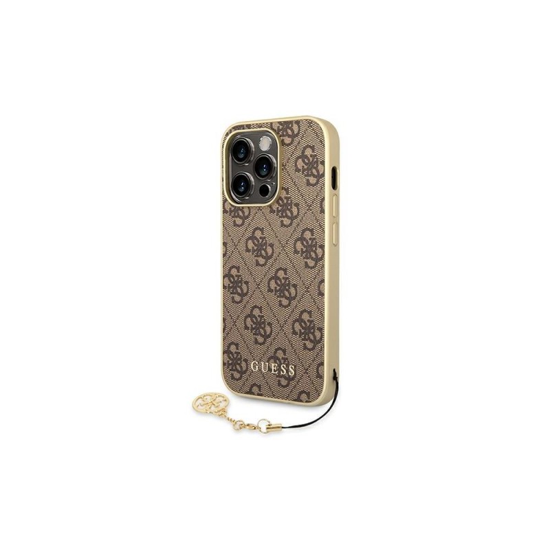 Guess nakładka do iPhone 14 Pro Max 6,7&quot GUHCP14XGF4GBR brązowa hardcase 4G Charms Collection