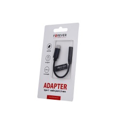 Forever adapter audio USB-C - jack 3,5mm czarny