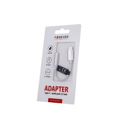 Forever adapter audio USB-C - jack 3,5mm biały
