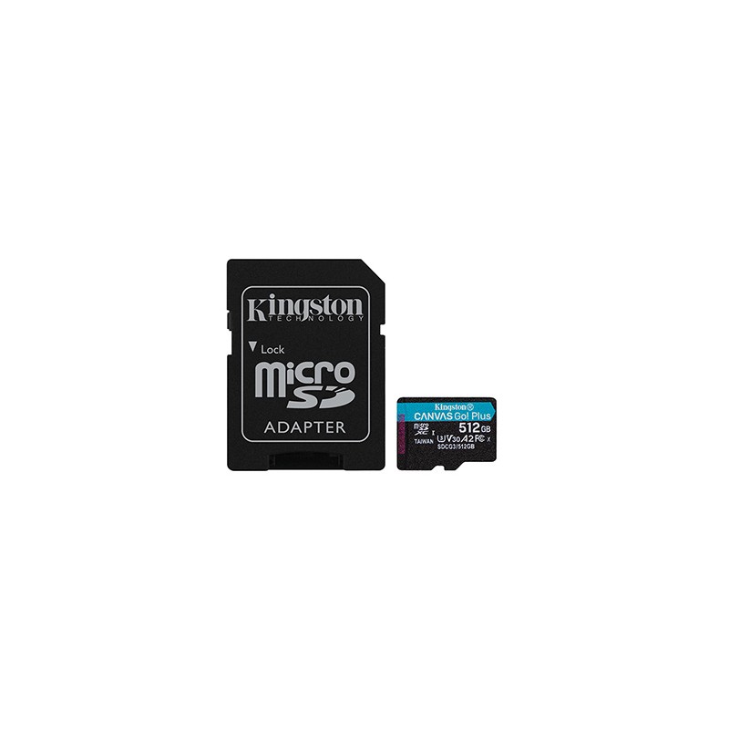 Kingston karta pamięci Canvas Go! Plus, 512GB, micro SDXC, SDCG3/512GB, UHS-I U3, z adapterm, A2, V30
