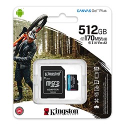 Kingston karta pamięci Canvas Go! Plus, 512GB, micro SDXC, SDCG3/512GB, UHS-I U3, z adapterm, A2, V30