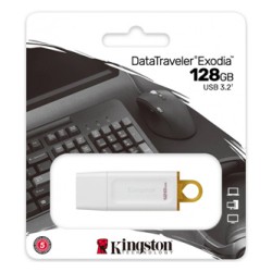 Kingston USB flash disk, USB 3.0, 128GB, DataTraveler Exodia, biały, KC-U2G128-5R, USB A, z osłoną