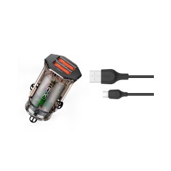 XO Clear ładowarka samochodowa CC49 2x USB 2,4A dymiona + kabel microUSB