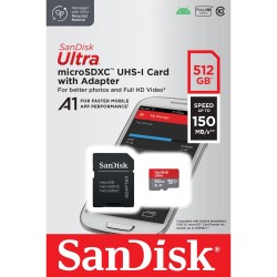 Sandisk karta pamięci Ultra Android microSDXC 512GB 150MB/s A1 Cl.10 UHS-I + adapter