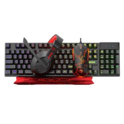 Marvo CM409 EN zestaw klawiatura przewodowa (USB) US, czarna mysz dla gracza, podkładka, klawiatura, do gry, membranowa rodzaj p