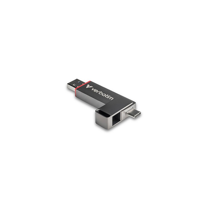 Verbatim USB flash disk, USB C a USB 3.2 Gen 1, 128GB, Dual QuickStick, szary, 32040, USB C, z oczkiem na brelok