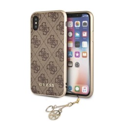 Guess iPhone X / iPhone XS GUHCPXGF4GBR brązowe hard case 4G Charms