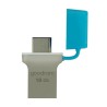 Goodram USB flash disk OTG, USB 3.0, 16GB, ODD3, niebieski, ODD3-0160B0R11, USB A / USB C, z osłoną