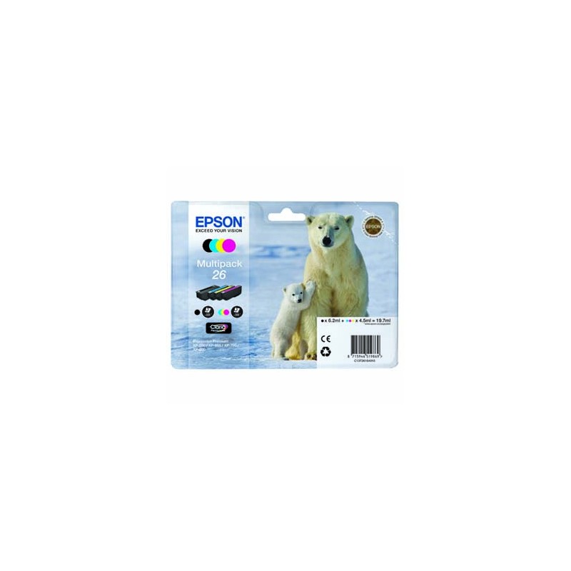 Epson oryginalny ink / tusz C13T26164020, T261640, CMYK, 3x4,5/6,2ml