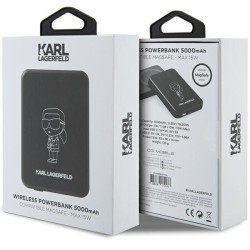 Karl Lagerfeld powerbank indukcyjny KLPBM5KIOTTGK  5000mAh czarna NFT Outline Ikonik MagSafe