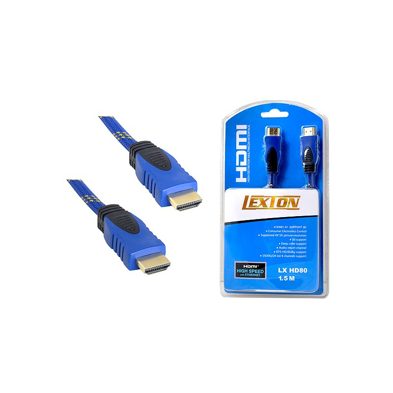 Kabel HDMI-HDMI 1,5m niebieski v1.4 blis