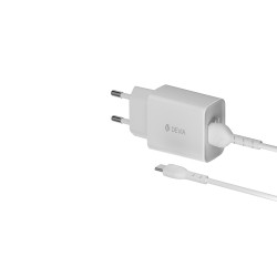 Devia ładowarka sieciowa Smart 2x USB 2,4A biała + kabel USB-C