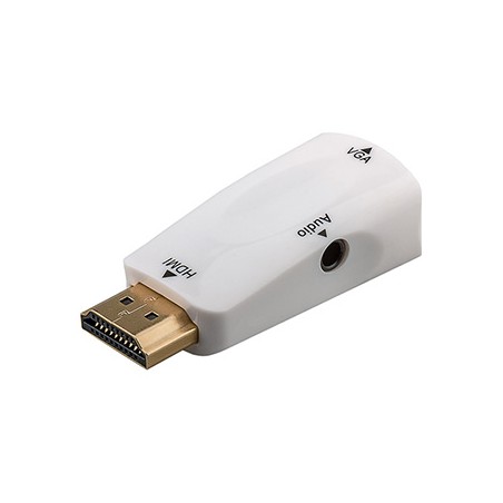 Video adapter, HDMI M - VGA (D-Sub) (F), biały