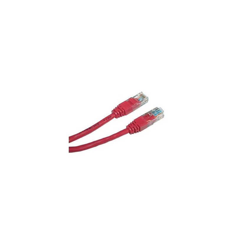 Przewód LAN UTP patchcord, Cat.5e, RJ45 M - RJ45 M, 0.25 m, nieekranowany, czerwony, economy, EOL