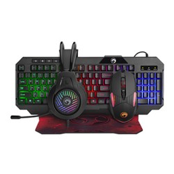Marvo CM430 US zestaw klawiatura przewodowa (USB) US, czarna mysz dla gracza, podkładka, klawiatura, do gry, membranowa rodzaj p