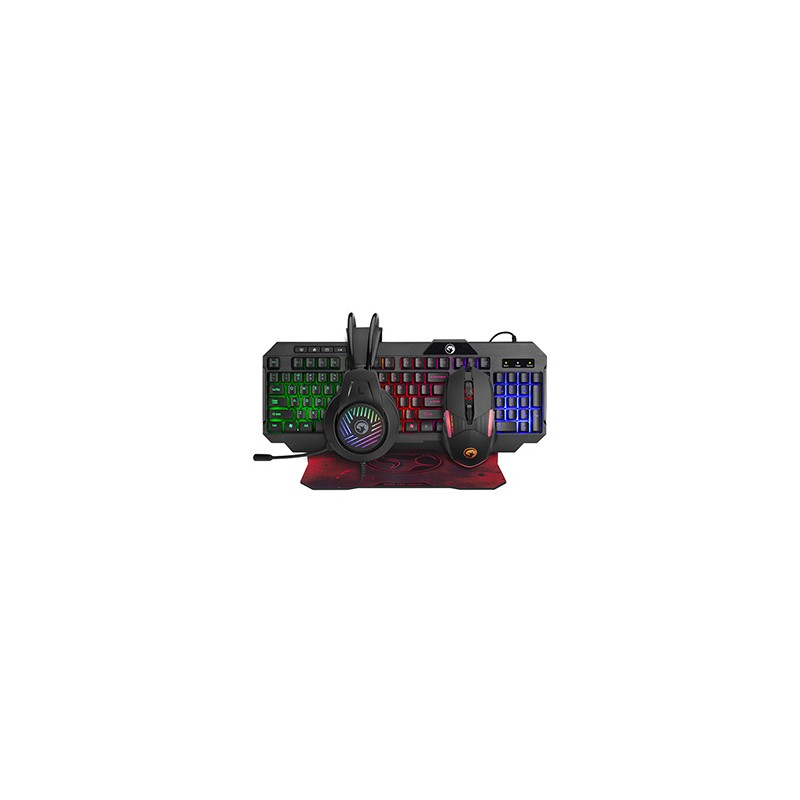 Marvo CM430 US zestaw klawiatura przewodowa (USB) US, czarna mysz dla gracza, podkładka, klawiatura, do gry, membranowa rodzaj p