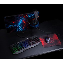 Marvo CM430 US zestaw klawiatura przewodowa (USB) US, czarna mysz dla gracza, podkładka, klawiatura, do gry, membranowa rodzaj p